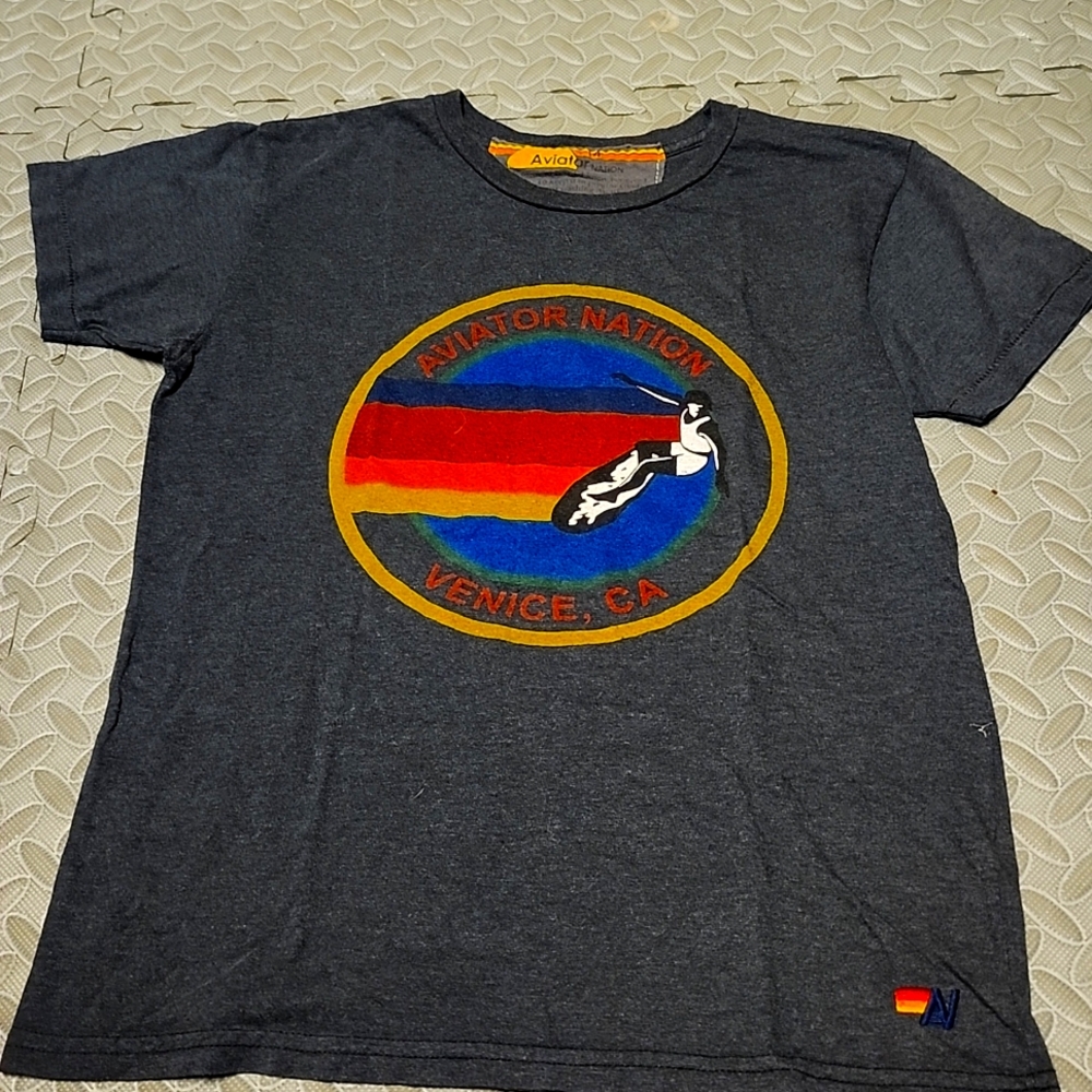 Black Aviator Nation Kid's Tee, Size 14